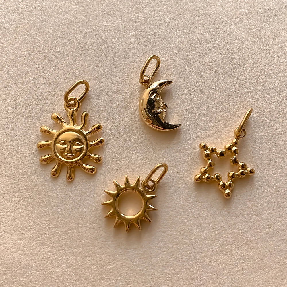 eManco Stainless Steel Sun Star Charm Gold-plated DIY Earrings Necklace Accessories