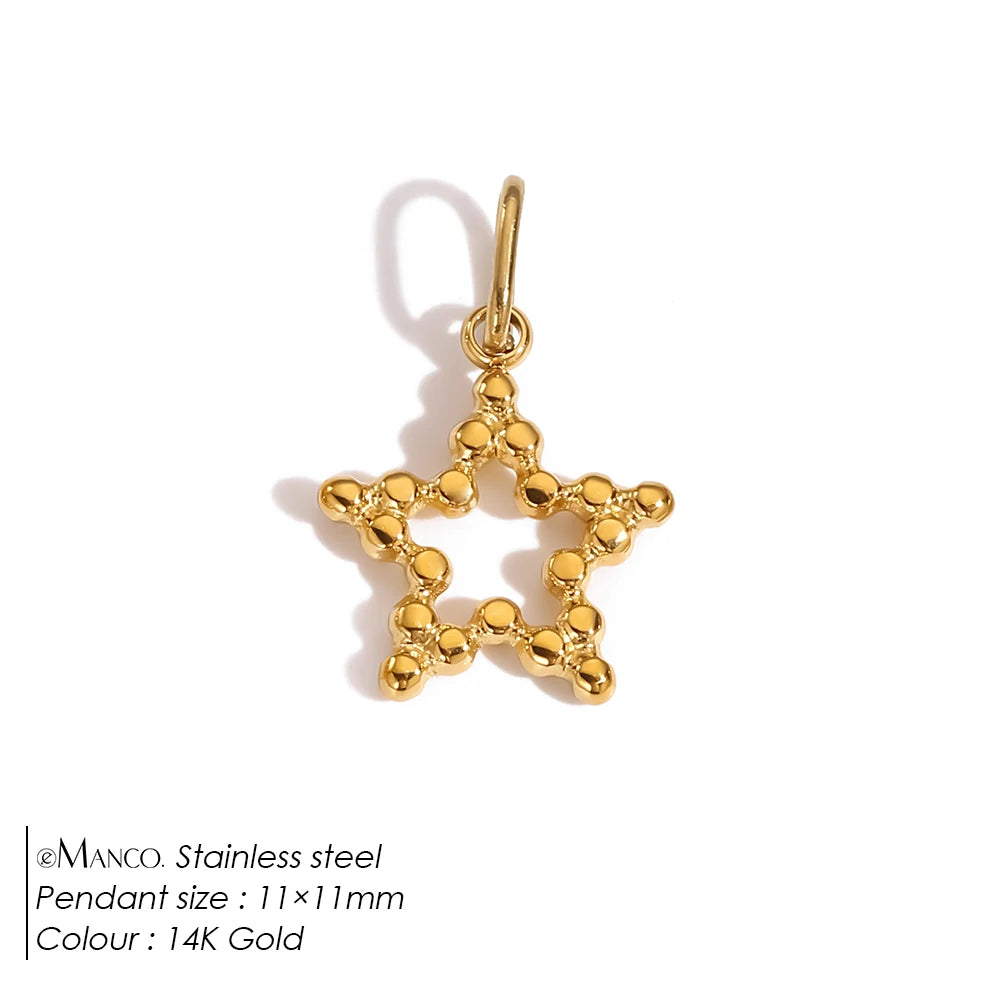 eManco Stainless Steel Sun Star Charm Gold-plated DIY Earrings Necklace Accessories