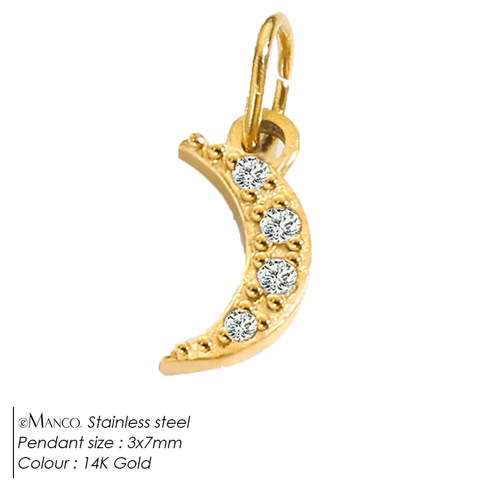 eManco Stainless Steel Sun Star Charm Gold-plated DIY Earrings Necklace Accessories