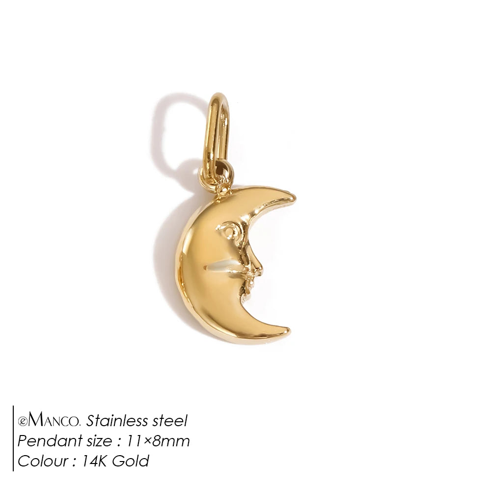eManco Stainless Steel Sun Star Charm Gold-plated DIY Earrings Necklace Accessories