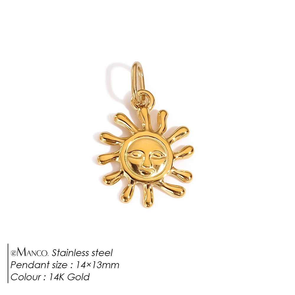 eManco Stainless Steel Sun Star Charm Gold-plated DIY Earrings Necklace Accessories
