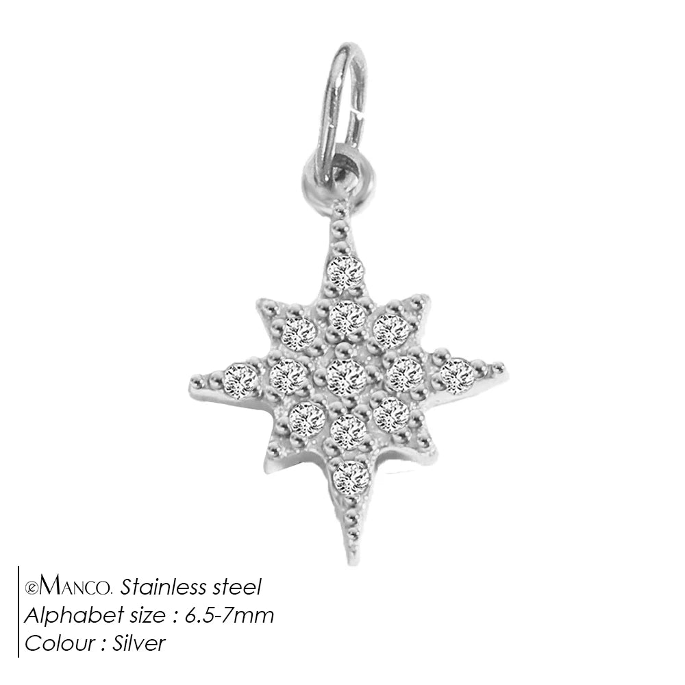 eManco Stainless Steel Sun Star Charm Gold-plated DIY Earrings Necklace Accessories