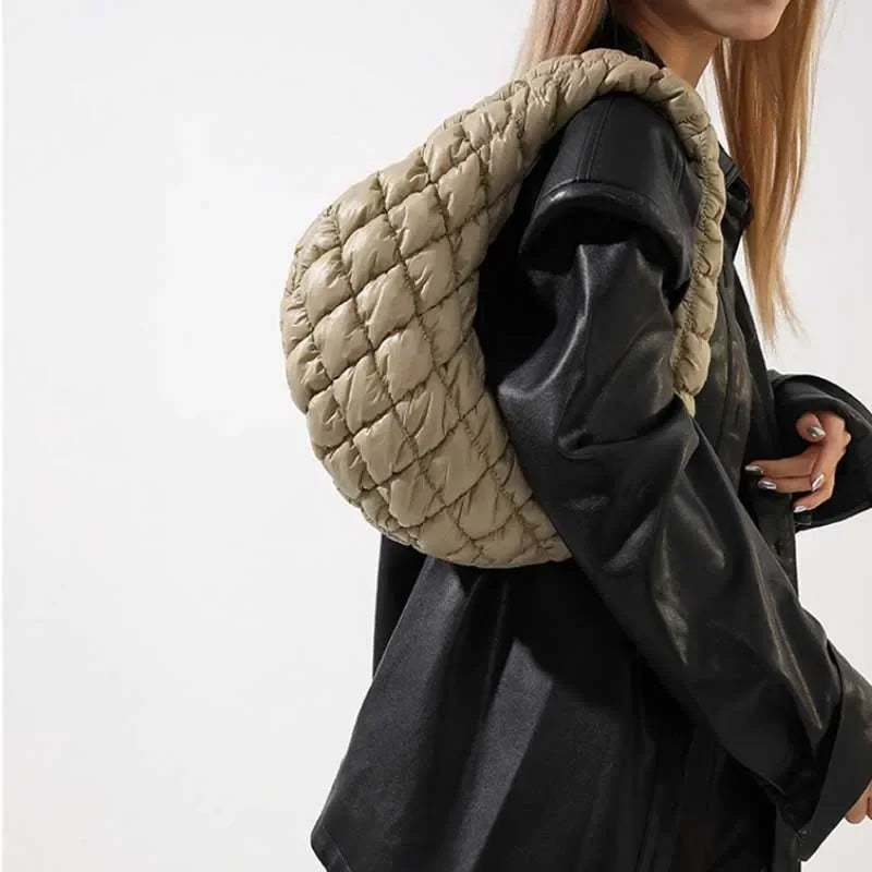 Quilted Embroidered Thread Women's Handbag