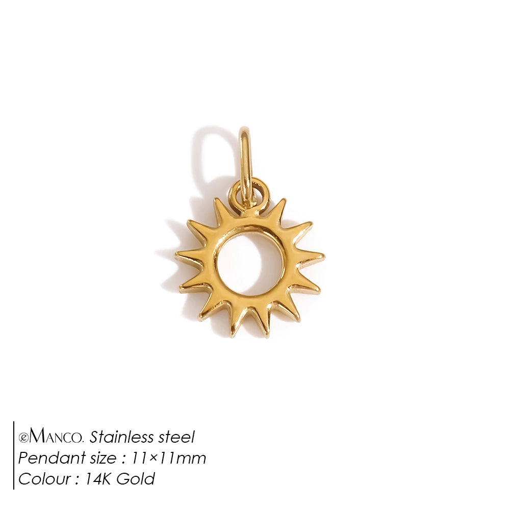 eManco Stainless Steel Sun Star Charm Gold-plated DIY Earrings Necklace Accessories