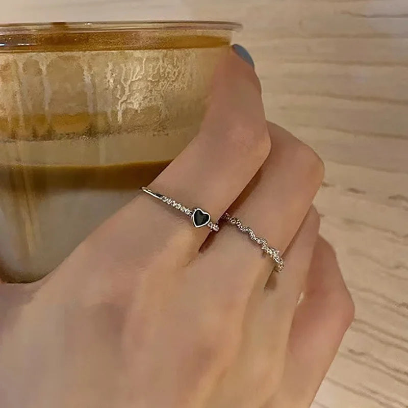 Punk Irregular Y2k Rings Set With Opal Rings