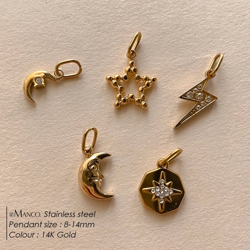 eManco Stainless Steel Sun Star Charm Gold-plated DIY Earrings Necklace Accessories