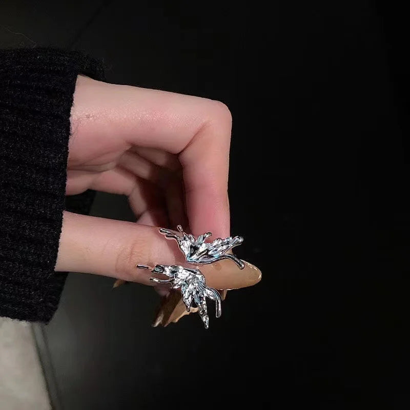 Punk Irregular Y2k Rings Set With Opal Rings
