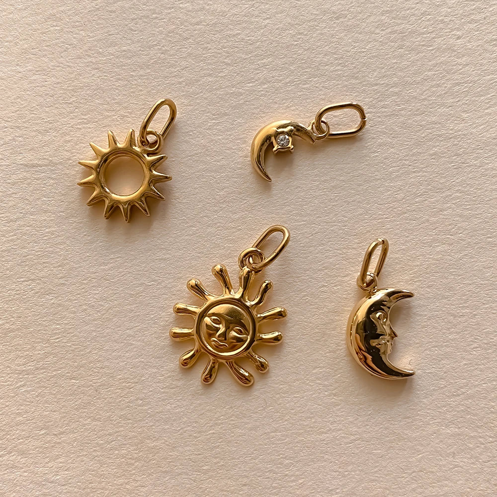 eManco Stainless Steel Sun Star Charm Gold-plated DIY Earrings Necklace Accessories