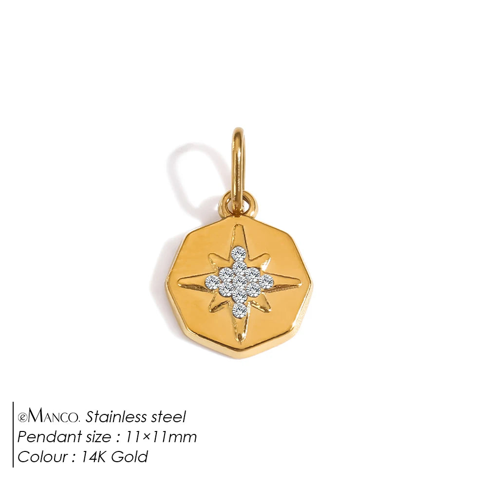 eManco Stainless Steel Sun Star Charm Gold-plated DIY Earrings Necklace Accessories